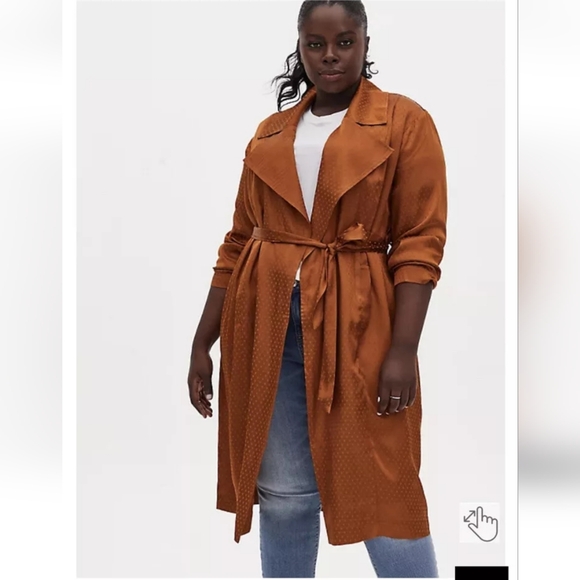 torrid Jackets & Blazers - Torrid Women's Copper Dotted Jacquard Self Tie Trench Jacket Trench Coat 18-20